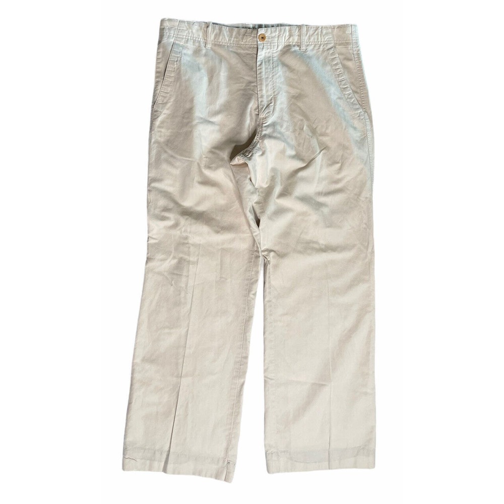 Mens Banana Republic Ivory Linen Blend Relaxed Fit Chino‎ Khaki Pants Size 36/32